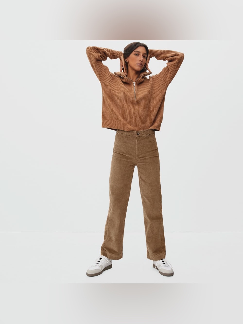 Everlane Toasted Coconut Corduroy Wide Leg Pants Size 8 High Rise organic cotton
